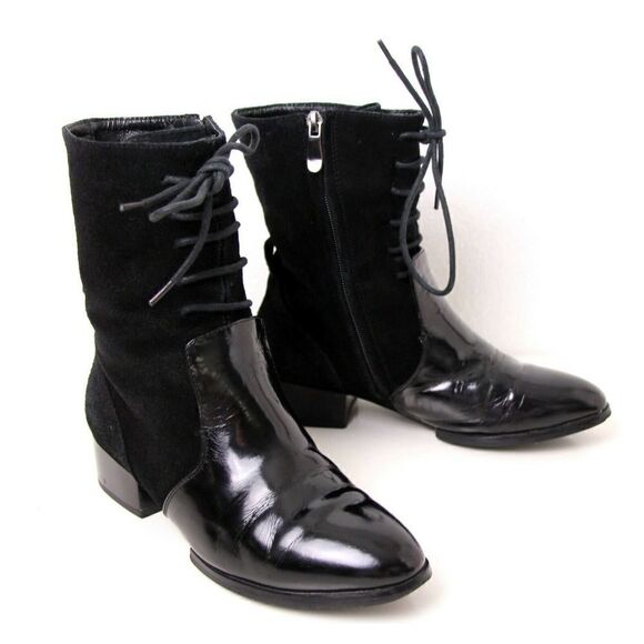 ALEXANDER WANG LACE UP BLACK GENUINE SUEDE LEATHER LOW HEEL ANKLE BOOTS SHOES 36 - Picture 1 of 12